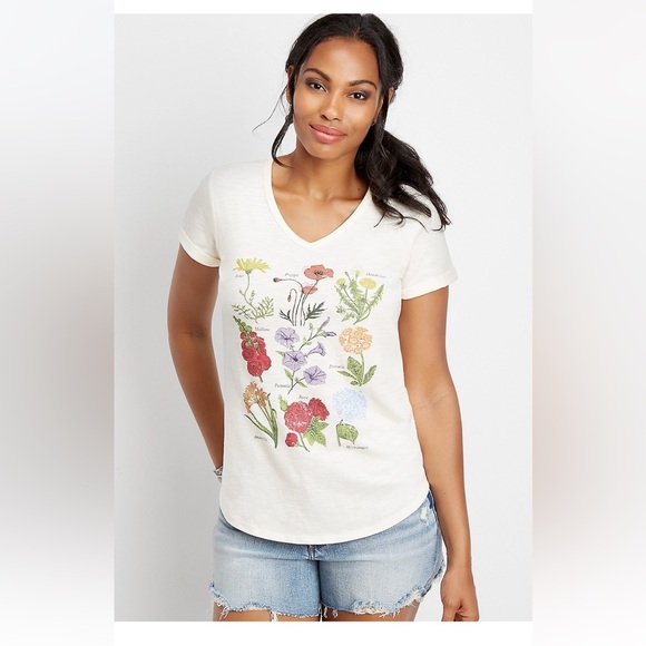 Maurices mixed flower graphic tee Women's S botanical floral cottagecore garden - Picture 13 of 13